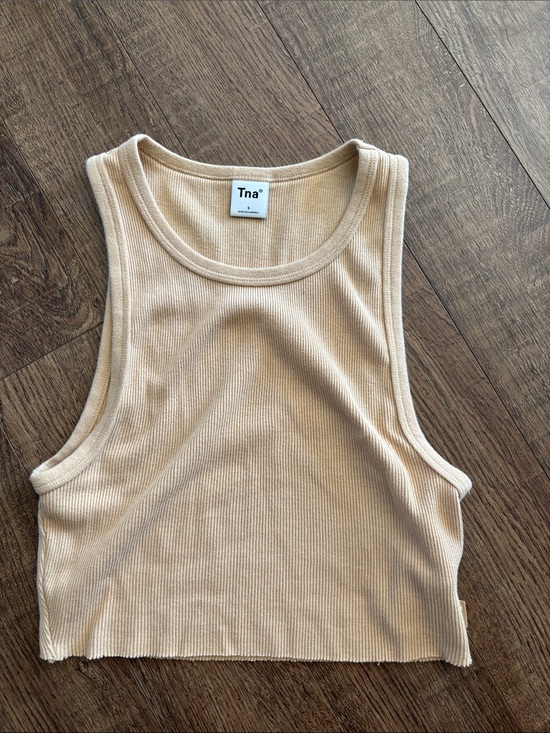 TNA Tops - TNA Ribbed Cropped Tank Top - Light Beige